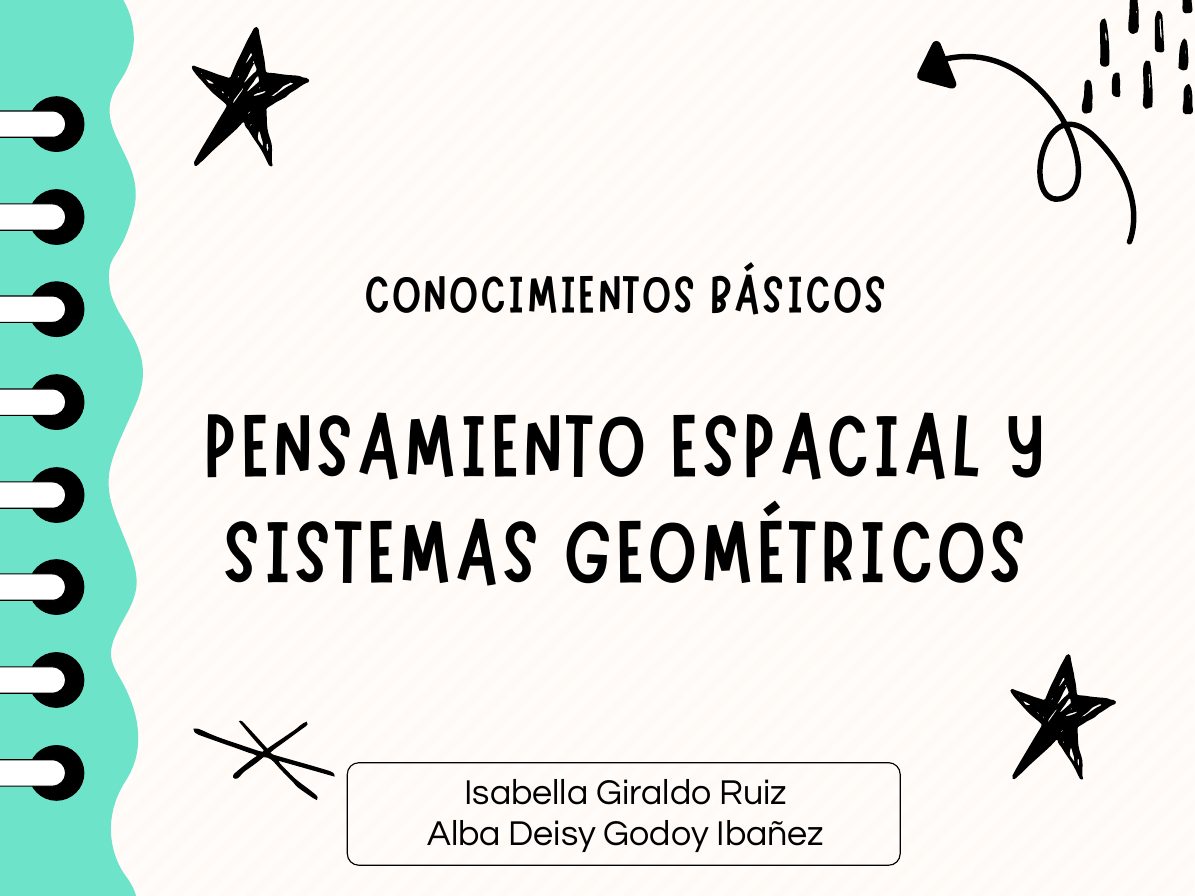 Portada: Conocimientos básicos, pensamiento espacial y sistemas geométricos, con los nombres de las integrantes Isabella Giraldo Ruiz y Alba Deisy Godoy Ibañez